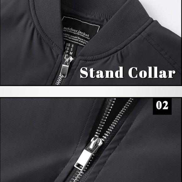 Men's Lightweight Casual Bomber Jacket - Breathable Windbreaker for Spring/Fall - Picture 5 of 7